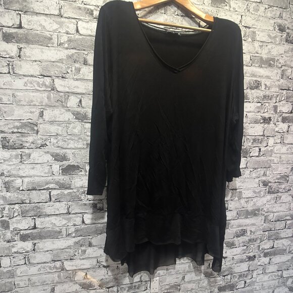 EUC Cable & Gauge Women's Thin Hi-Low Pointy Hem Tunic Dress Black Size 3X - Picture 2 of 13